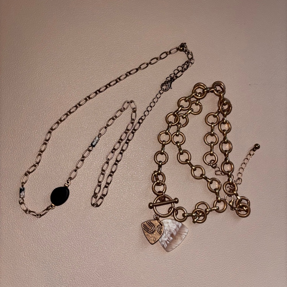 Two Gold Toned Universal Thread Necklaces
